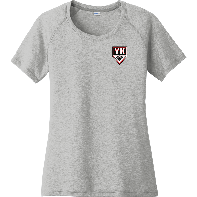 Young Kings Ladies PosiCharge Tri-Blend Wicking Scoop Neck Raglan Tee