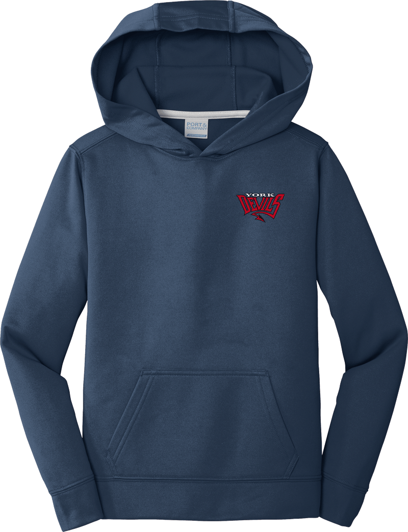 York Devils Youth Performance Fleece Pullover Hooded Sweatshirt