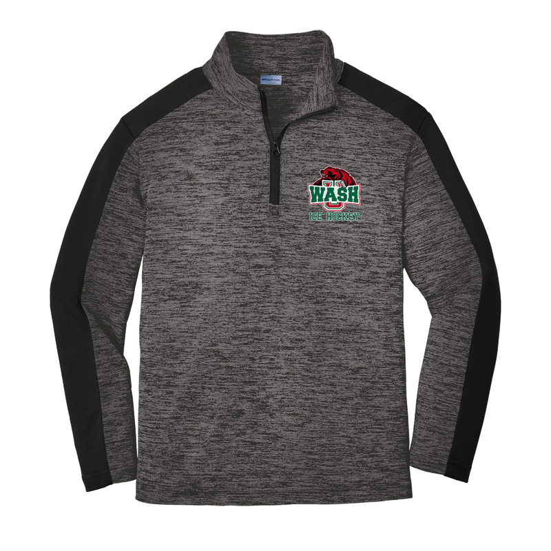 Wash U Youth PosiCharge  Electric Heather Colorblock 1/4-Zip Pullover